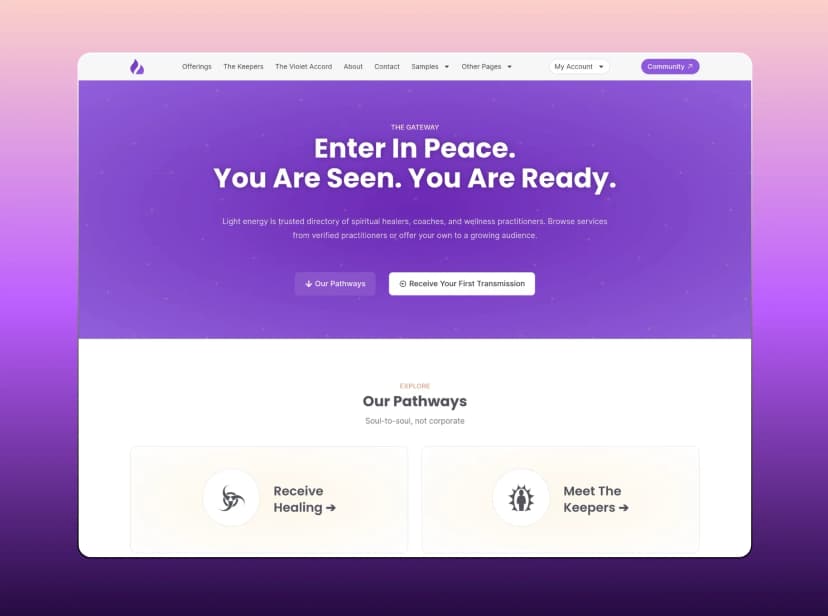 Practitioneers Marketplace Development - Light Energies
